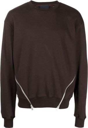 Heliot Emil zip-details cotton sweatshirt - men - Organic Cotton - S - Brown