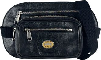 Gucci Black Leather Fanny Pack Sling Bag (Pre-Owned)