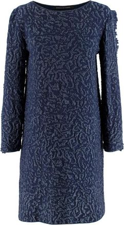 Antonino Valenti Navy with Metallic Thread Ruffled Dress Size S