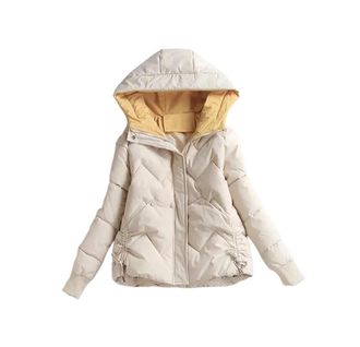 Generic Womens Casual Comfortable Classic Down Jacket, Short Cotton Warm Loose-Fitting Outerwear White