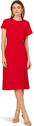 Adrianna Papell Ruffle Bodice Midi Dress Womens Dress Hot Pepper : 12, Elastane/Polyester