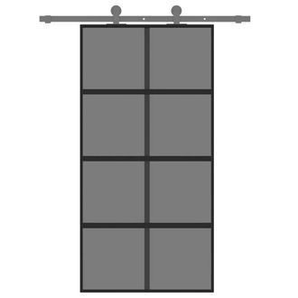 Berkfield Home Sliding Door Black 102.5x205 cm Tempered Glass & Aluminium