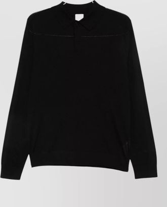 Paul Smith merino wool slub-knit long-sleeve polo shirt