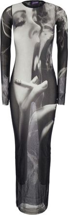 Jean Paul Gaultier Sheer Artistic Print Body-Hugging Dress