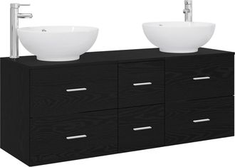 vidaXL Juego De Muebles De Ba&ntilde;o 3 Uds. Negro 49,5 X 44,5 X 65 Cm Vidaxl