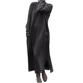 Generic Jumper Dresses for Women Purple Dresses for Women UK Wrap UK Long Jumper Dress Loose Long Sleeve Sweater Dress Elderly Ladies