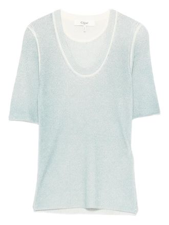 Chlo&eacute; Fijngebreid T-shirt - Blauw