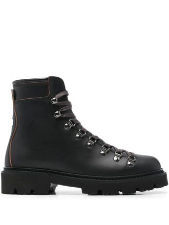 Bally 35 mm combat boots met chunky zool en veters - Zwart