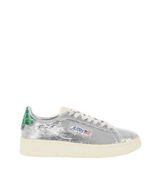 Autry Silver Sequin Low-Top Sneakers