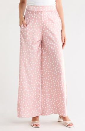 Renee C Polka Dot Satin Wide Leg Pants in Pink at Nordstrom Rack, Size X-Small