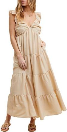 Wishlist Textured Tiered Maxi Dress in Champagne at Nordstrom Rack, Size Medium