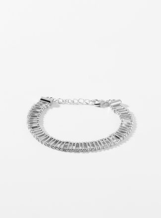 Simons Womens Plate and micro-bead chain bracelet