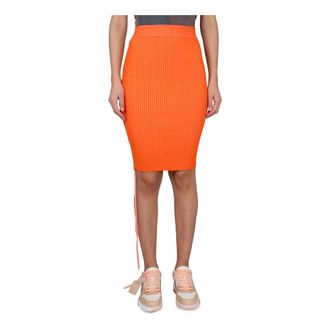Off-white Pencil Skirts, female, Orange, Size: XS Cut-Out Skirt