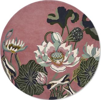 Wedgwood Runder Designer Teppich Waterlily Dusty Rose - handgetuftet, aus 100% reiner Schurwolle