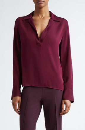 Vince Silk Blend Polo Shirt in Cherry Wine at Nordstrom Rack, Size Small