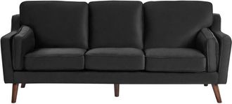 Beliani Sof&aacute; 3 Plazas En Terciopelo Negro Patas De Madera Cl&aacute;sico Lokka