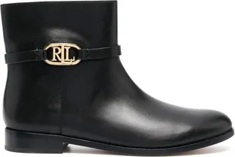 Ralph Lauren Schoenen, Dames, Zwart, 37 EU, Leer, Briela Enkellaarsjes