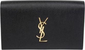 Saint Laurent Pre-owned Clutches, female, Black, Size: ONE SIZE Pre-owned Monogram Flap Clutch