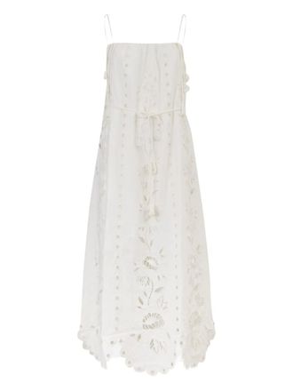 Farm Rio Richelieu floral-embroidered maxi dress - White