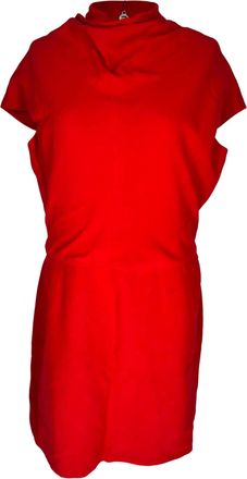 Versace Draped Front-Slit Midi Dress in Red Viscose