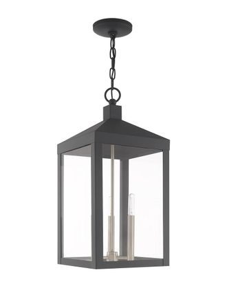 Livex Lighting Livex Nyack 3 Lt Scandinavian Gray Outdoor Pendant Lantern