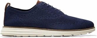 Cole Haan Mens Original Grand Knit Wing Tip Ii Sneaker In Navy/ivory