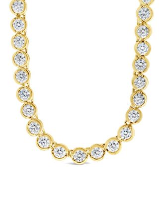 Sterling Forever 14K Plated CZ Helene Bezel Tennis Necklace