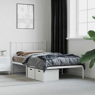 vidaXL Metal Bed Frame without Mattress with Headboard White 75x190cm Vidaxl
