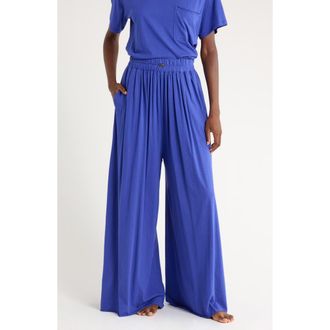 Lunya Organic Pima Wide Leg Lounge Pants in Ryl Lagoon at Nordstrom, Size Medium