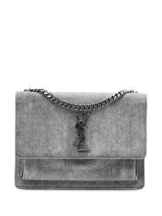 Saint Laurent 2017 Medium Denim Monogram Sunset crossbody bag - Grey