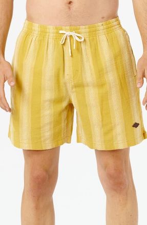 Rip Curl Classic Surf Weaver Stripe Cotton Drawstring Shorts in Ochre at Nordstrom, Size Medium