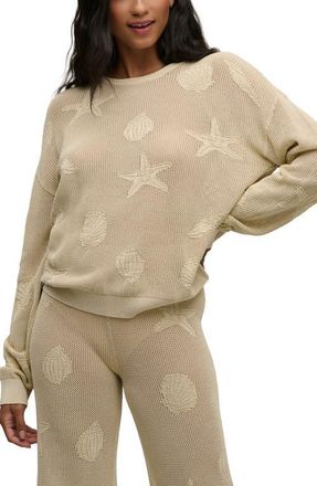 Barefoot Dreams Shell Relaxed Fit Semisheer Cotton Sweater in Stone at Nordstrom, Size X-Small