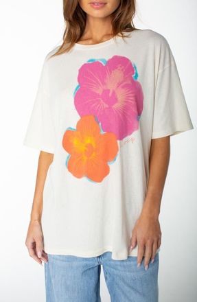 Roxy Flower Glow Oversize Cotton Graphic T-Shirt in Cloud Dancer at Nordstrom, Size X-Small