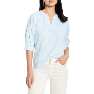 Nic+Zoe Elbow Sleeve Split Neck Top in Pale Sky at Nordstrom Rack, Size X-Large