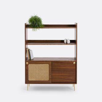 La Redoute Interieurs Boekenkast, walnootfineer en rotanriet, REDPOP