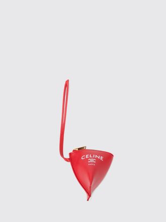 Celine Portachiavi con zip in pelle di agnello liscia con logo stampato
