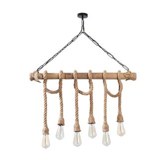 Wonderlamp Lámpara de techo rústico de madera con 6 luces