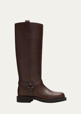 Brunello Cucinelli Monili Leather Knee-High Riding Boots