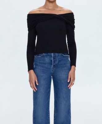 Pistola Denim Lyra Off The Shoulder Top In Noir