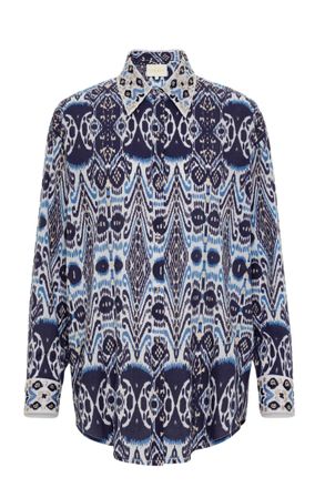 Carolina K Womens Boyfriend Shirt In Ikat Blue
