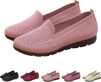Generic Slip On Trainers for Womens Size 8.5 Knitted Flat Shoes Lightweight Comfortable Single Shoe Women Soft Bottom Footwear Casual Breathable Mesh Athletic