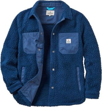 Passenger Rappel Recycled Sherpa Oversized Shirt Fleecejacke für Damen | blau