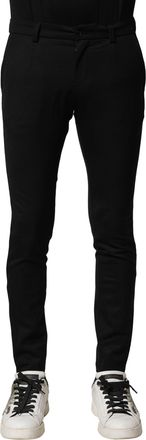 Dolce & Gabbana Black Wool Men Skinny Mid Waist Pants Vigin Cotton Elastane