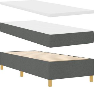 vidaXL Box Spring Bed with Mattress Dark grey 80 x 200 cm Fabric Vidaxl