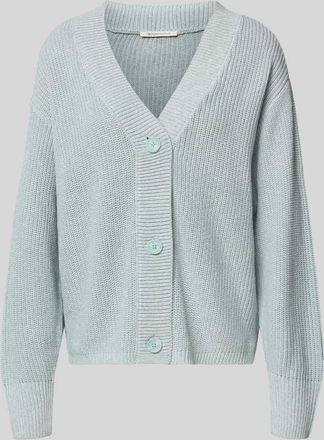 Tom Tailor Denim Regular Fit Strickjacke aus Baumwoll-Mix in Schilf, Größe XS