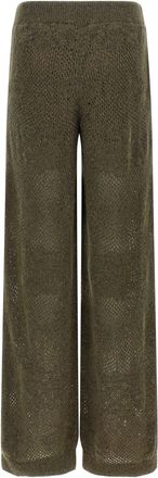 Brunello Cucinelli Openwork Mohair Wool Trousers - Olive Green