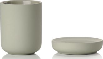 Zone Denmark Ume Soap Dish & Toothbrush Mug Stoneware Set in Eucalyptus Green at Nordstrom