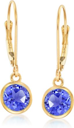 Ross-Simons Tanzanite Drop Earrings in 14kt Yellow Gold