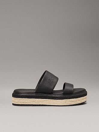 Calvin Klein Leather Platform Espadrille Sandals