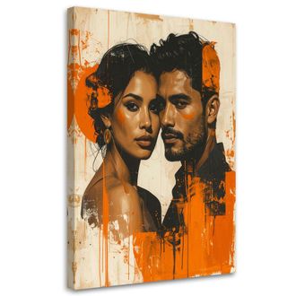 Feeby Impresi&oacute;n De Imagen Retrato Art&iacute;stico De Hombre Y Mujer Con Fondo Naranja 70x100